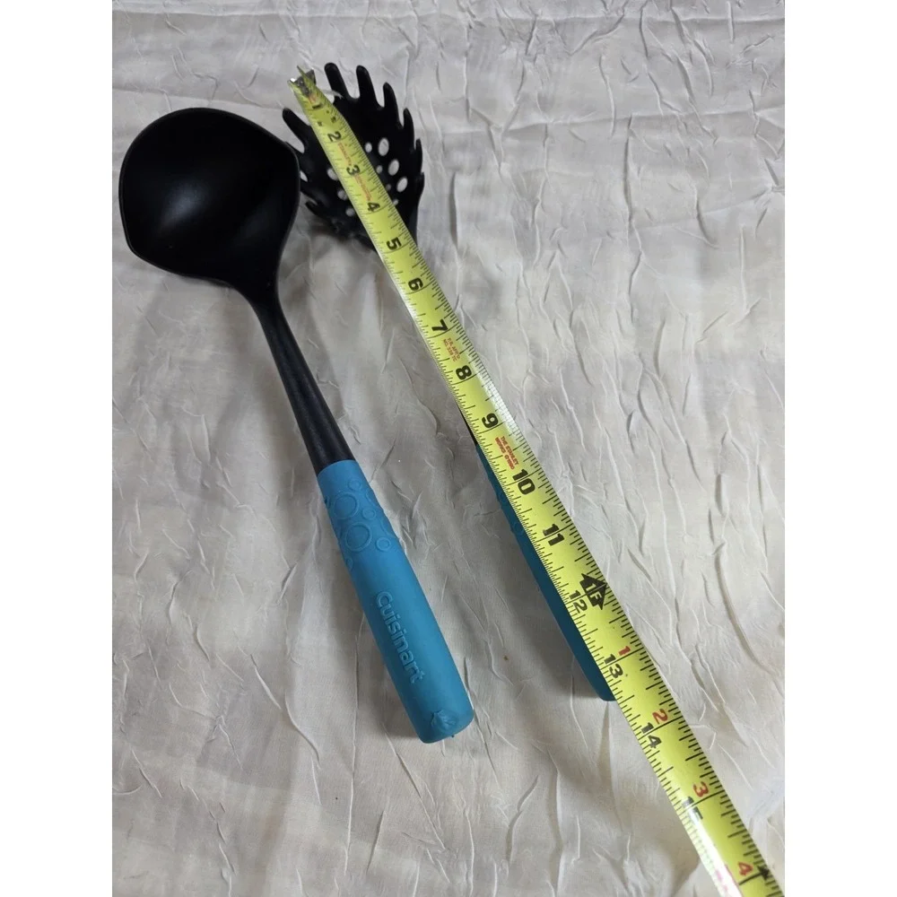 Cuisinart 2 Piece Kitchen Utensil Set Soup Ladle Spaghetti Server‎ Blue Handle